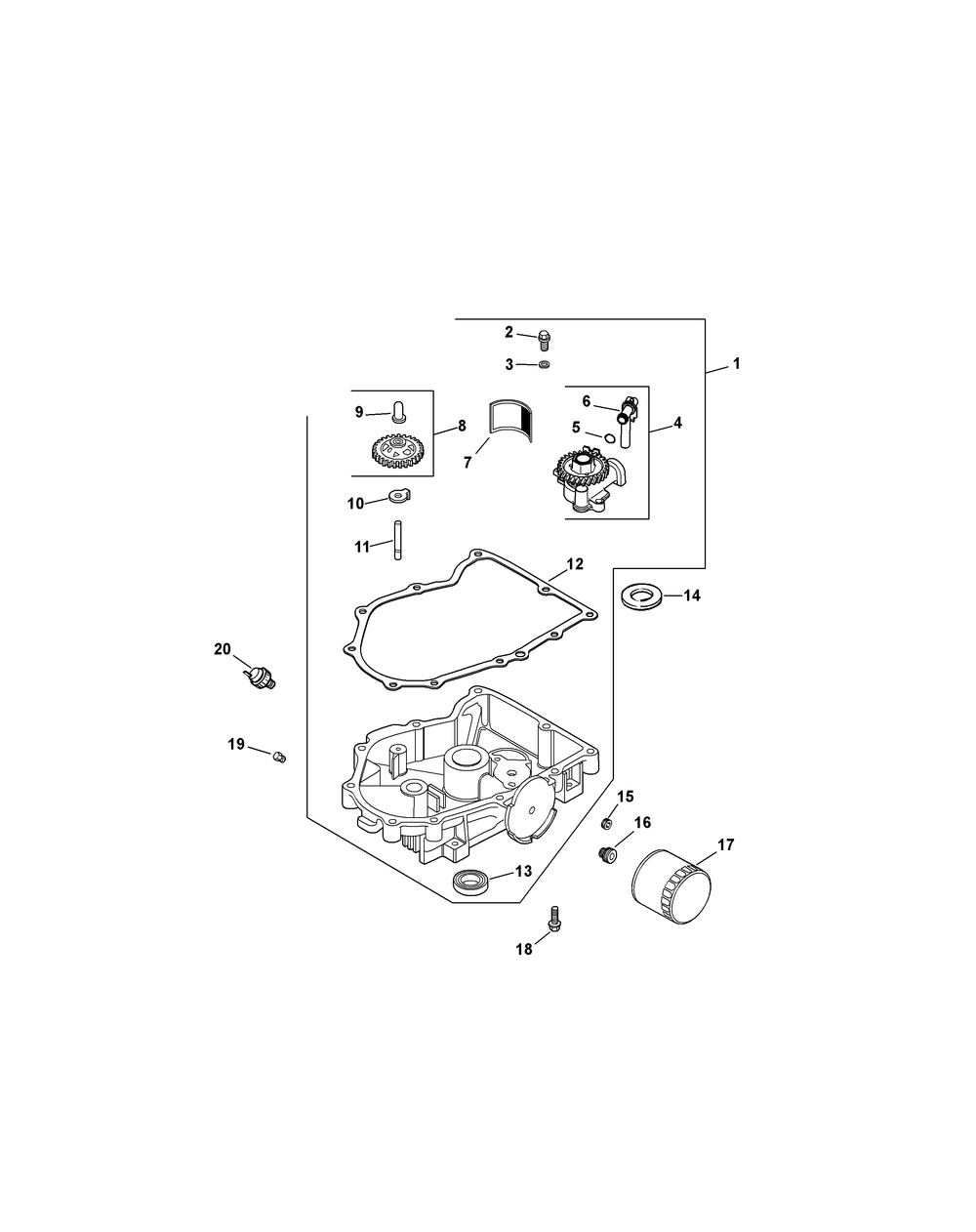 Kohler Cv740-3125 Oil Pan And Lubrication Diagram and Parts List for M60-KH (53CH8CT6050-27HP)(2011) Cub Cadet Lawn Tractor